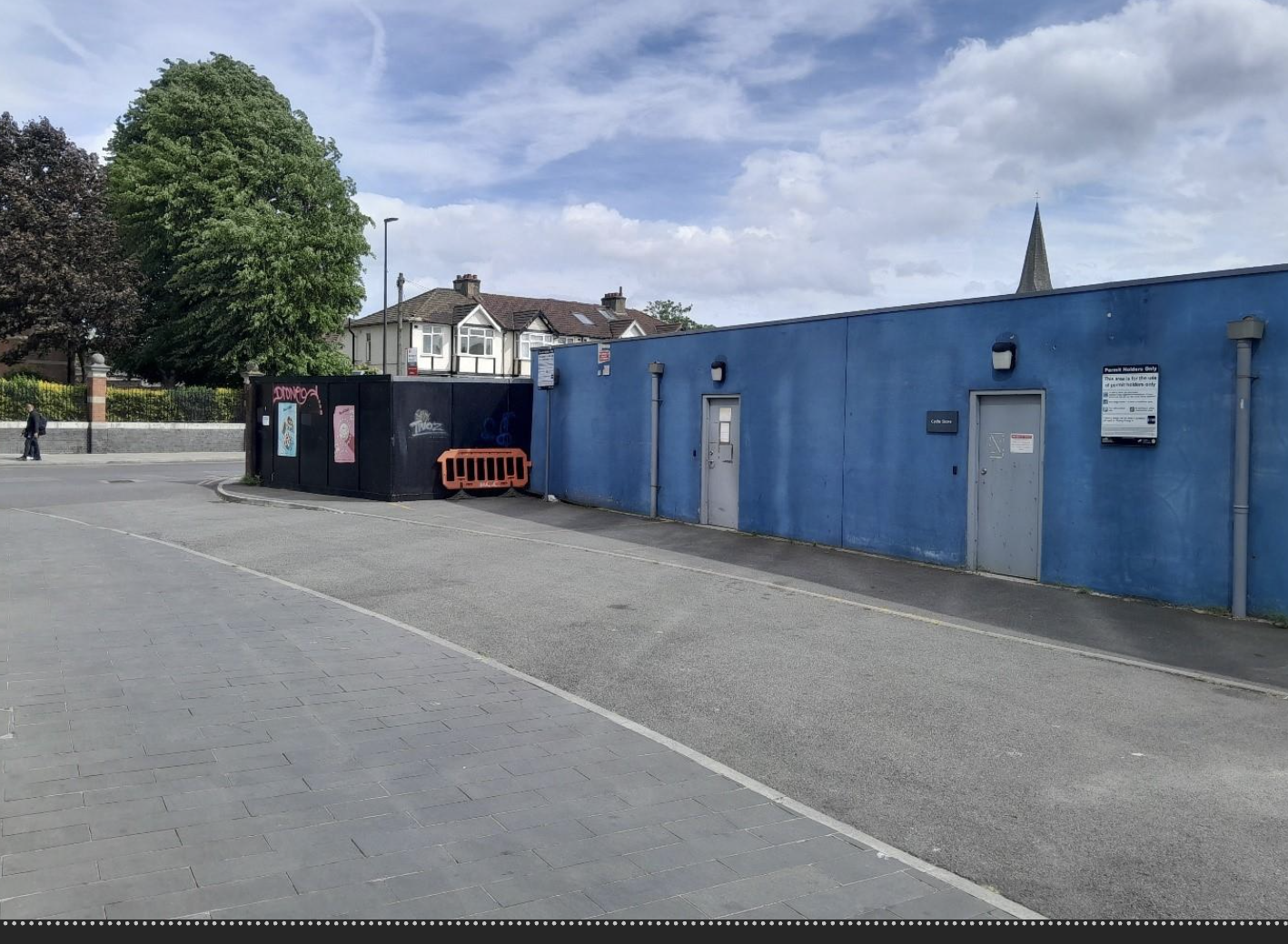 View of existing cycle and bin storage to the north of the site